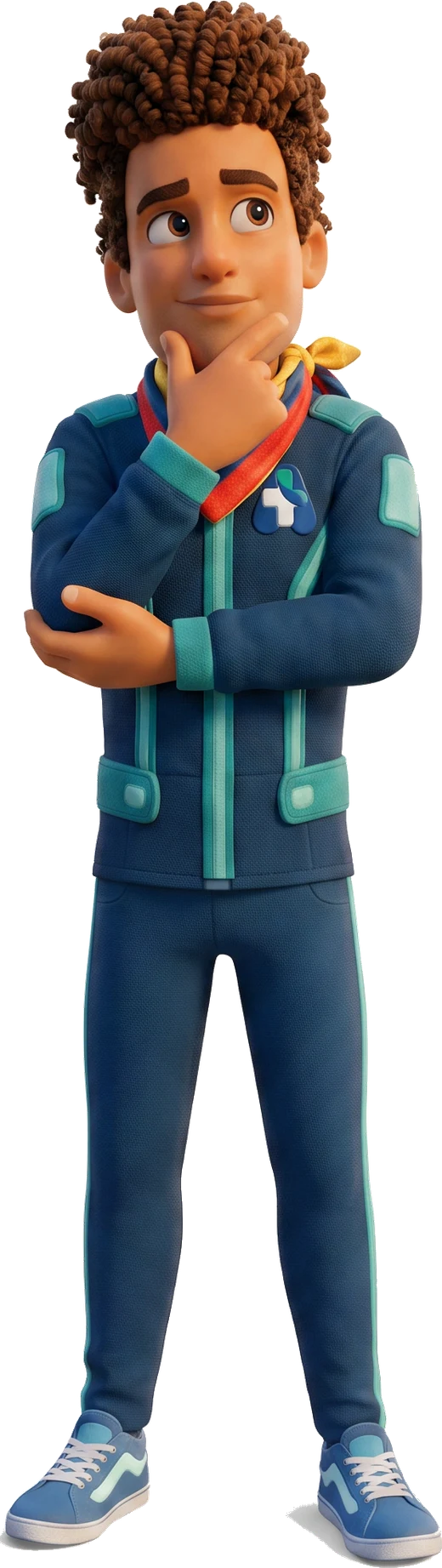 Azu, el personaje de Azul Médica, pensativo